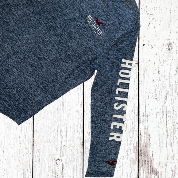 Hollister Men’s Long Sleeve Graphic Tee  Size M | California Surf Logo Navy Blue - Picture 8 of 14